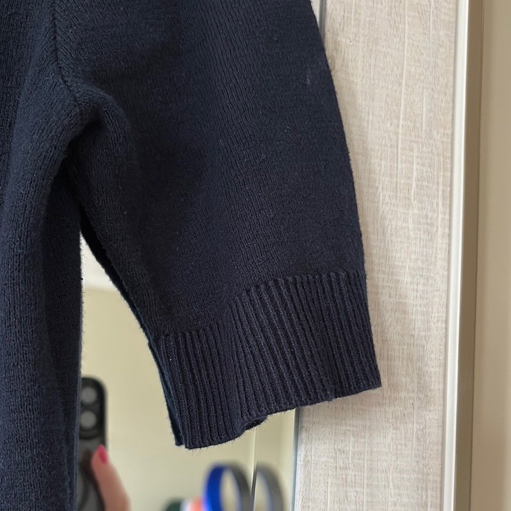 Elegant Navy Blue Knit Dress - Picture 5 of 6